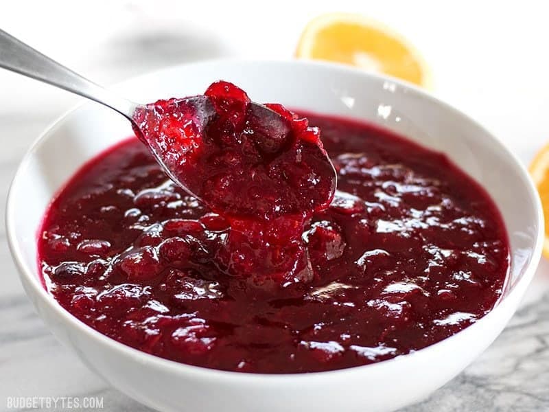 This simple cranberry sauce only requires three ingredients but has enough flavor to add excitement to your holiday meal. BudgetBytes.com