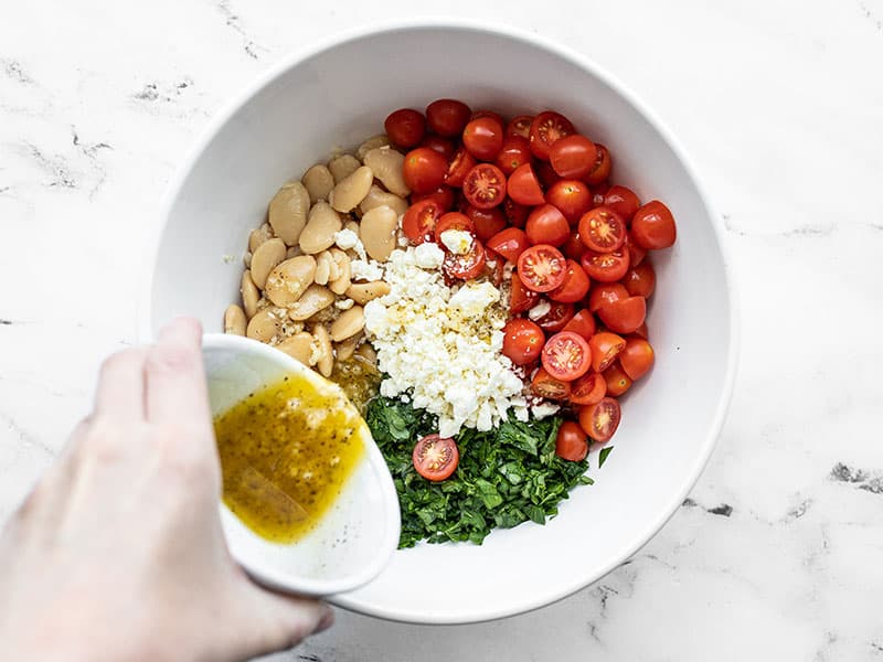 Combine salad ingredients in a bowl