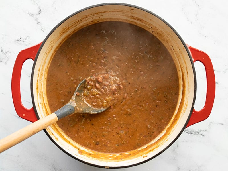 Thickened pot of red beans