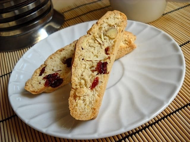 Close-up of crispy biscotti with nuts.