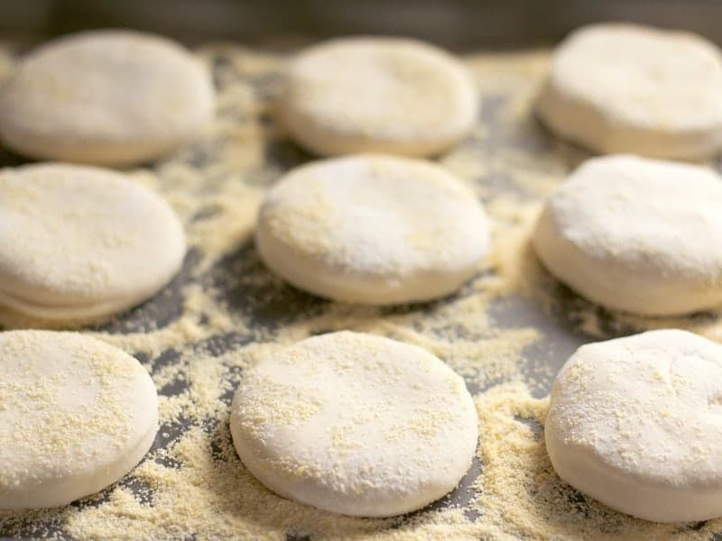 English Muffins Before Rising close up from the side