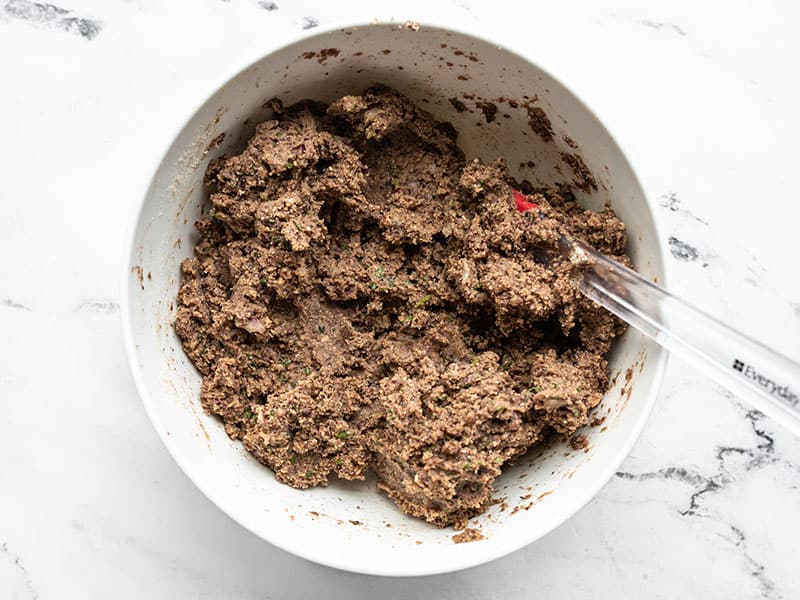 Final black bean burger mixture in the bowl