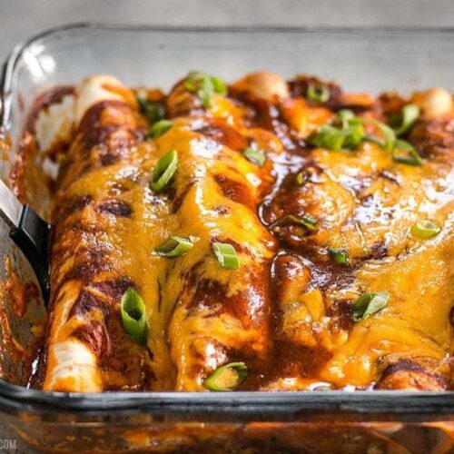 These award winning Chorizo and Sweet Potato enchiladas have a perfectly balanced sweet and spicy flavor that will leave you wanting more. BudgetBytes.com