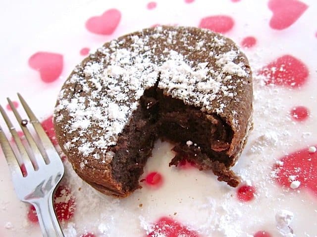 Overcooked molten cake on a plate.