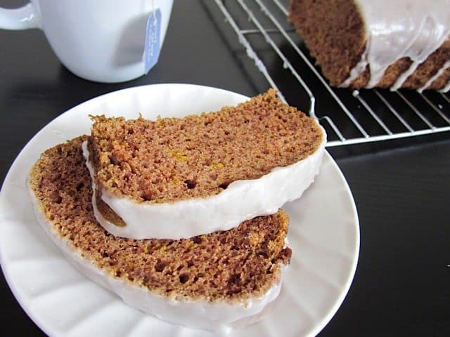 Slices of lemon spice cake on a small plate.