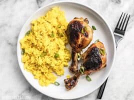 Chicken adobo is a classic Filipino dish made with chicken marinated in soy sauce and spices, then cooked till tender. BudgetBytes.com