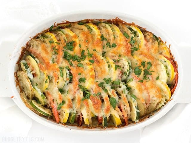 Top view of Baked Summer Vegetable Tian