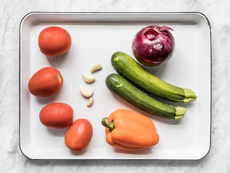 Whole Vegetables on a baking sheet