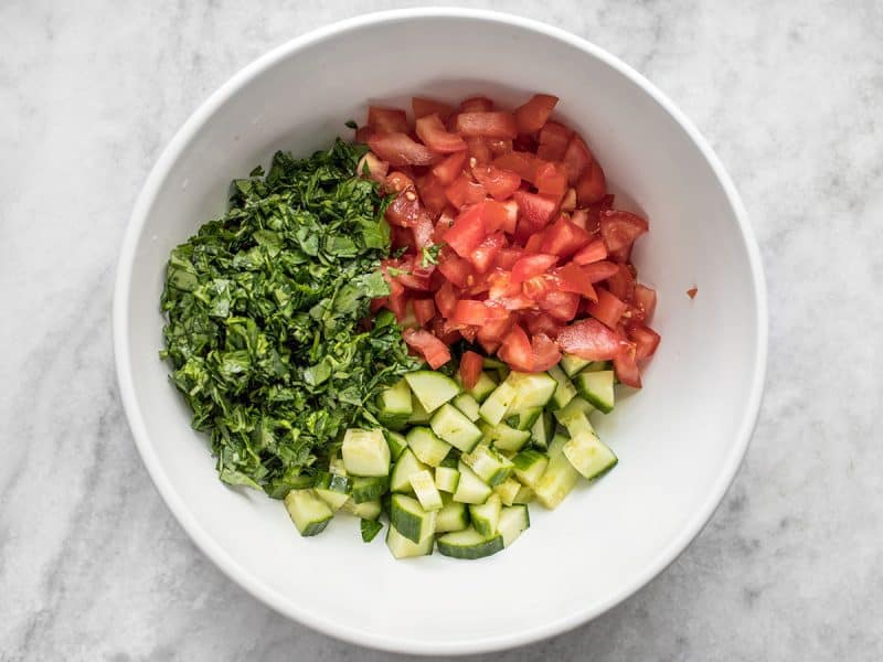 Chopped Vegetables for Quinoa Tabbouleh