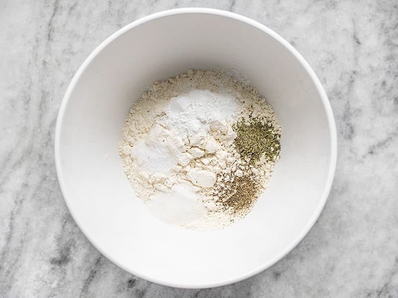 Dry Ingredients for Rosemary Pepper Drop Biscuits