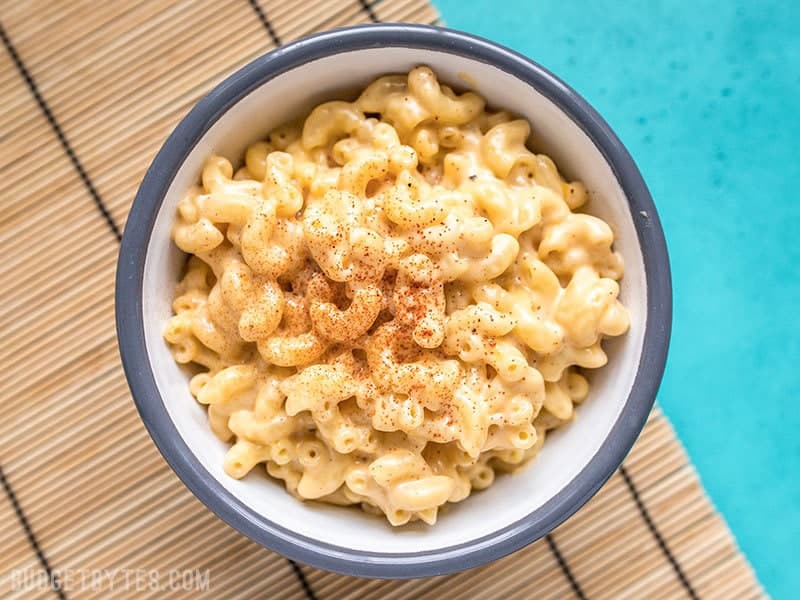 Bowl of Miracle Mac and Cheese ready to eat