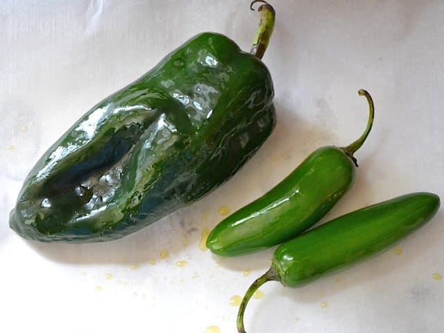 oiled peppers ready to cook 