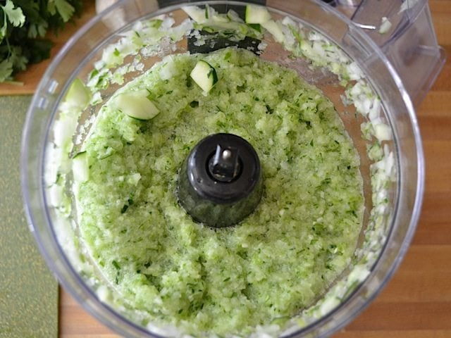 minced vegetables in food processor 