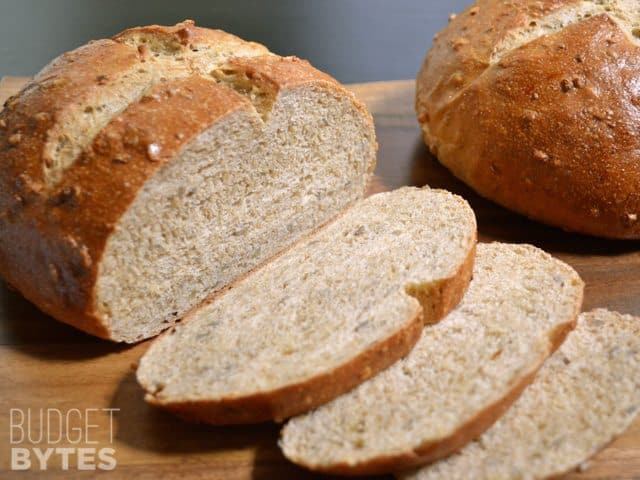 Honey Sunflower Bread sliced up 