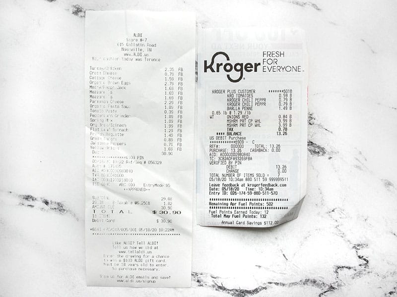 Two Grocery Receipts