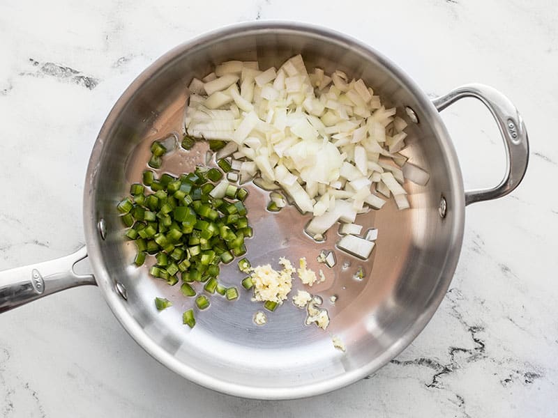 Diced onion jalapeño and garlic