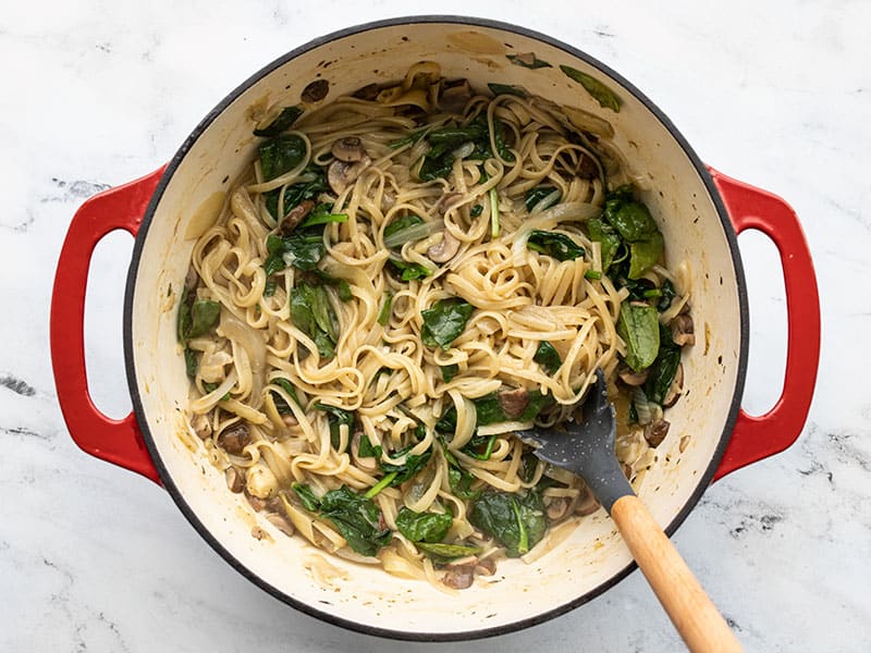 Finished spinach and artichoke one pot pasta