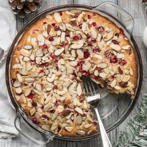 This Cranberry Almond Cake is super fast to prepare and the perfect festive dessert for the holiday season. BudgetBytes.com