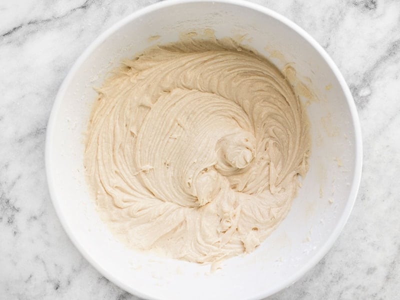 Milk and Dry Ingredients mixed together in mixing bowl 