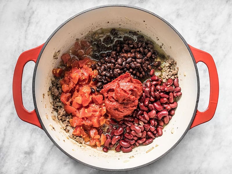 Add Beans and Tomatoes to the pot