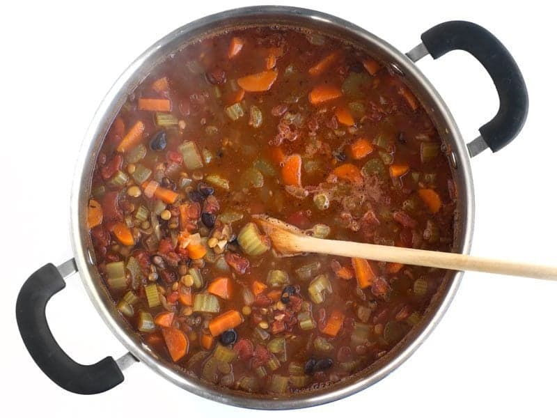 Simmering soup Until Lentils are Tender