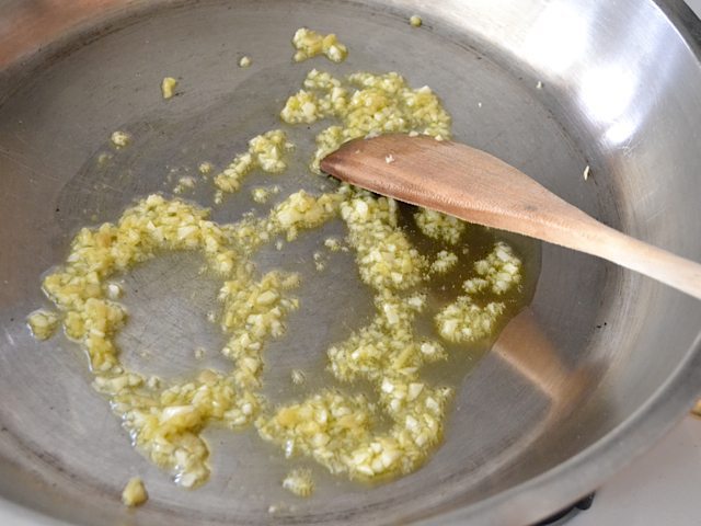 Garlic and Ginger cooking in skillet 