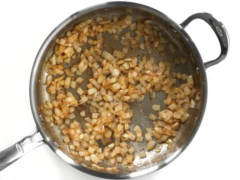 Sautéed Onions in skillet 