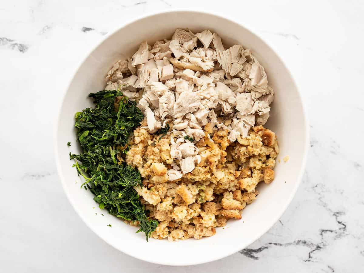 Stuffing muffin ingredients in a bowl, not mixed