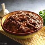 Saucy southwest shredded beef served on a bowl.