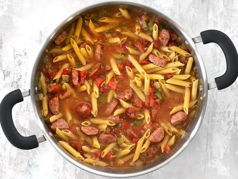 Broth and water in the pot