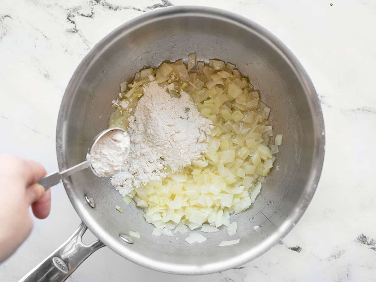 Flour added to the sauce pot