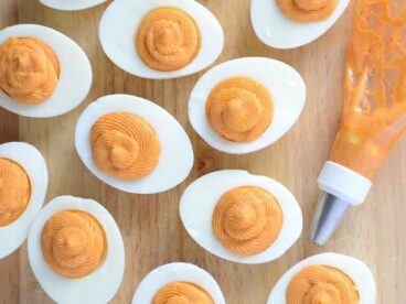 Sriracha Deviled Eggs - BudgetBytes.com