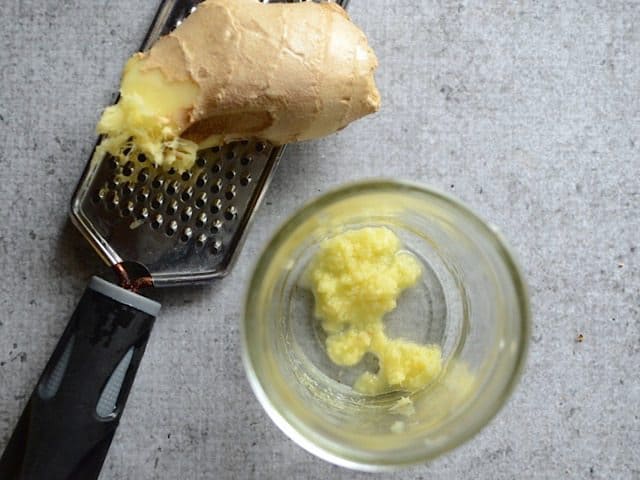 Ginger root grated on a small-holed cheese grater