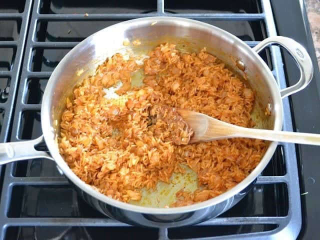 Toast Rice in skillet