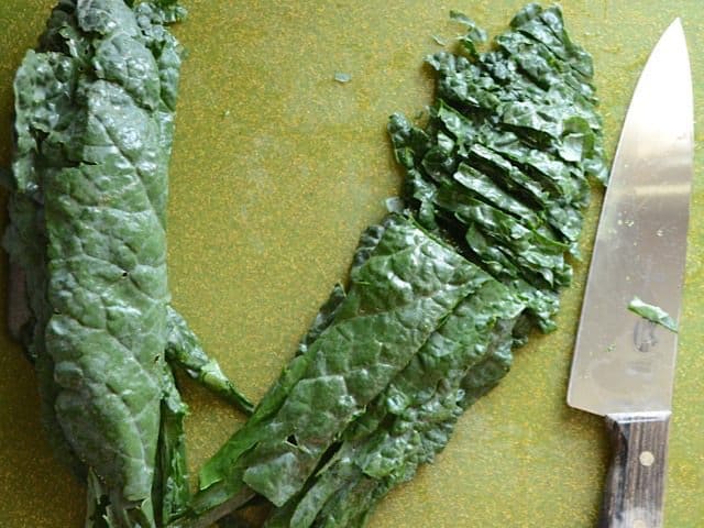 Sliced Lacinato Kale Leaves