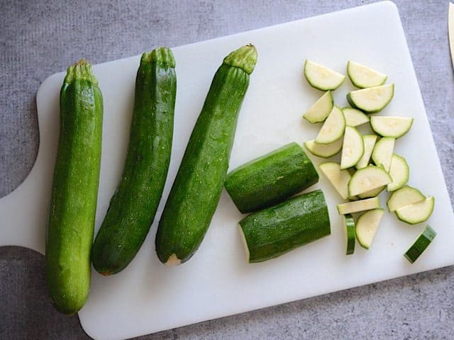 Sliced Zucchini on a cutting board