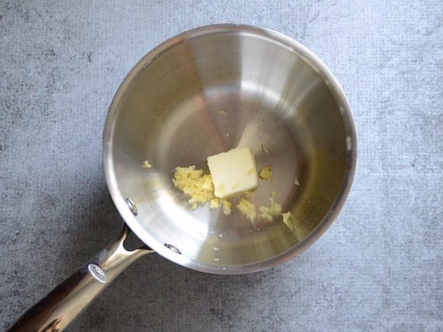 Butter and garlic in a sauce pot