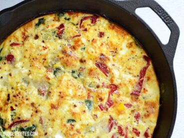 Roasted Red Pepper and Feta Frittata - BudgetBytes.com