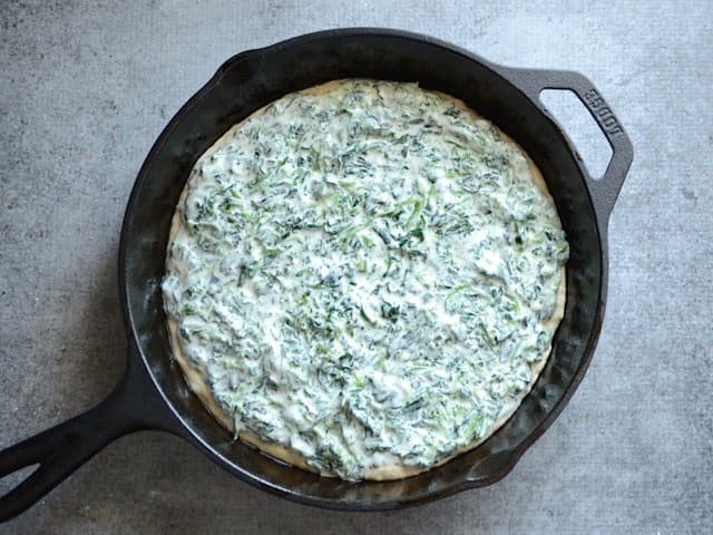 Spinach Cream Sauce on Dough