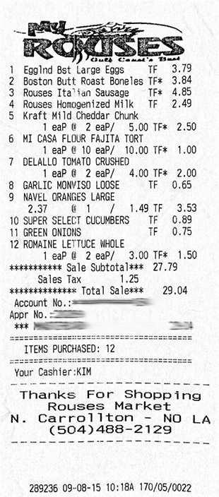 Week 2 Receipt