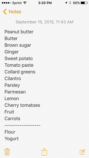 Grocery List Week 3