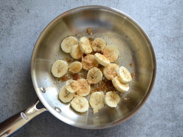 Melted butter and brown sugar poured over bananas.