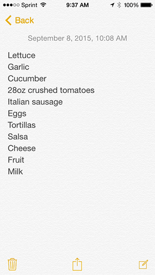 Week 2 Shopping List