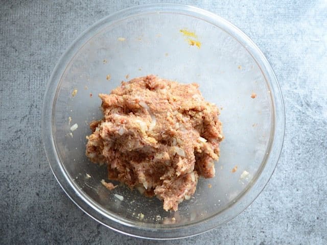 Skillet Meatball Mix in a glass bowl