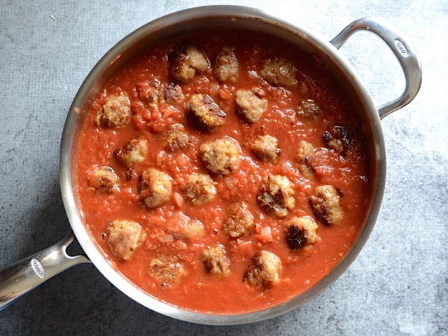 Meatballs added back to the sauce