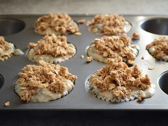 Unbaked muffins viewed from the side