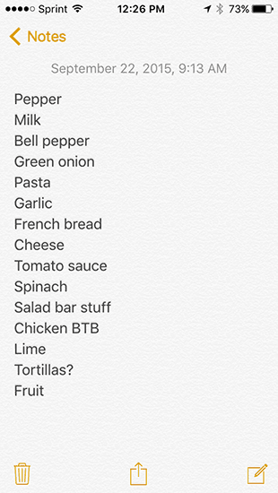 Week 4 Grocery List