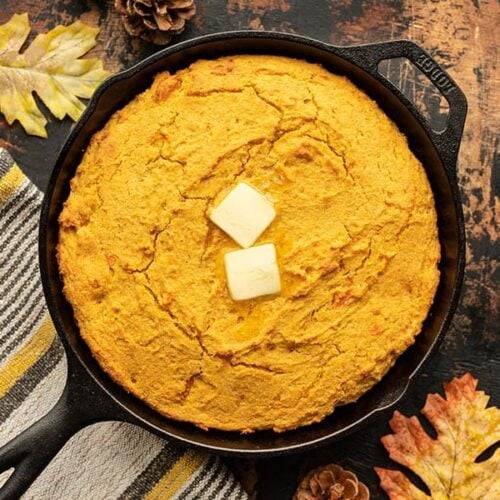 baked sweet potato cornbread with butter on top