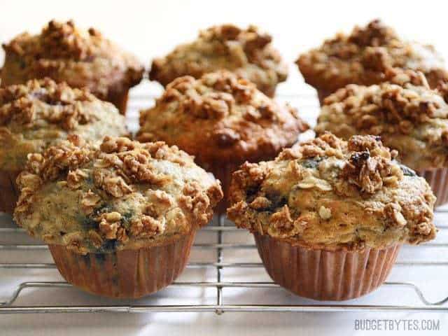 Triple berry oat muffins displayed in a pack.