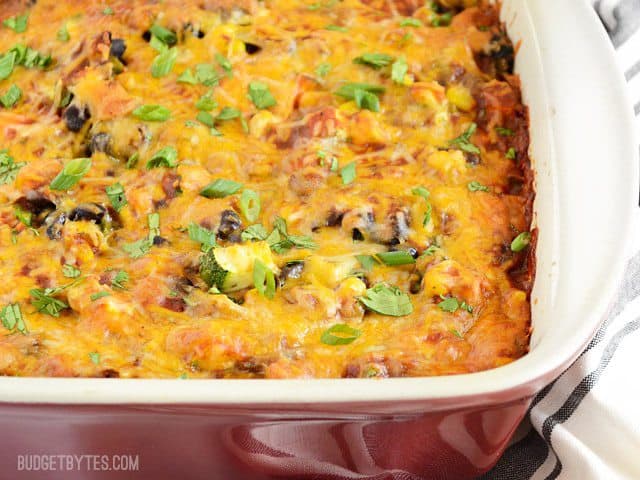 Vegetable Enchilada Casserole baked